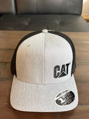 Caterpillar Gray and Black CAT Logo Mesh Trucker Hat